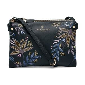 Sarah Miller London - Zip Crossbody Bag - Black Botanic